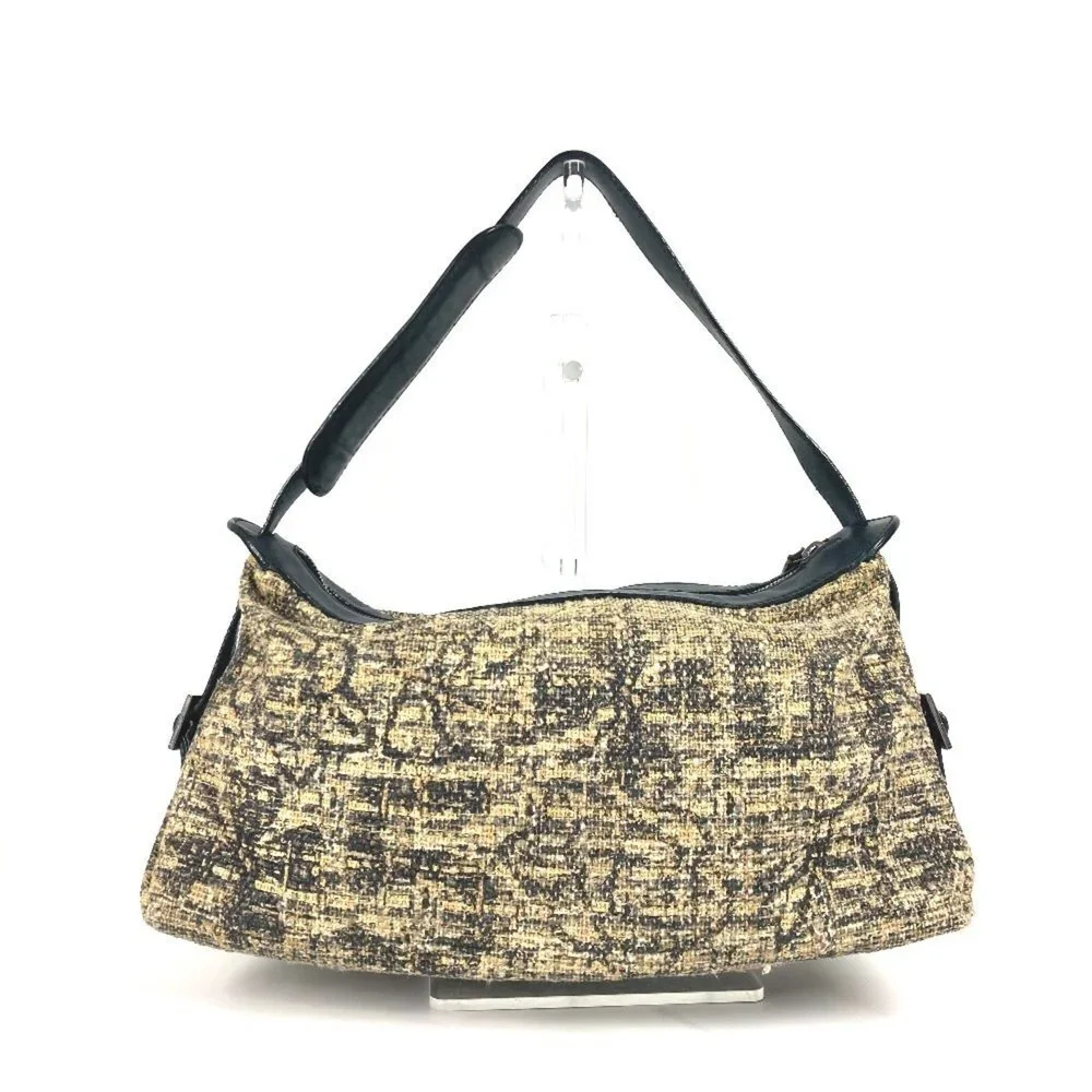 CHANEL Black Leather Logo Shoulder Bag